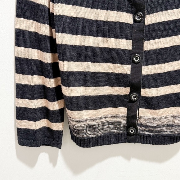 ANTHROPOLOGIE MOTH Women’s Black Beige Ombré Striped Button Up Cardigan Size M - Picture 4 of 8